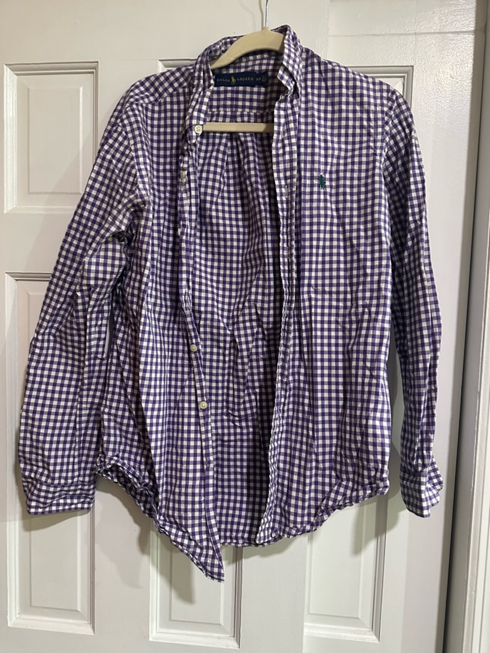 Ralph Lauren Purple and White Gingham Button-Down Shirt